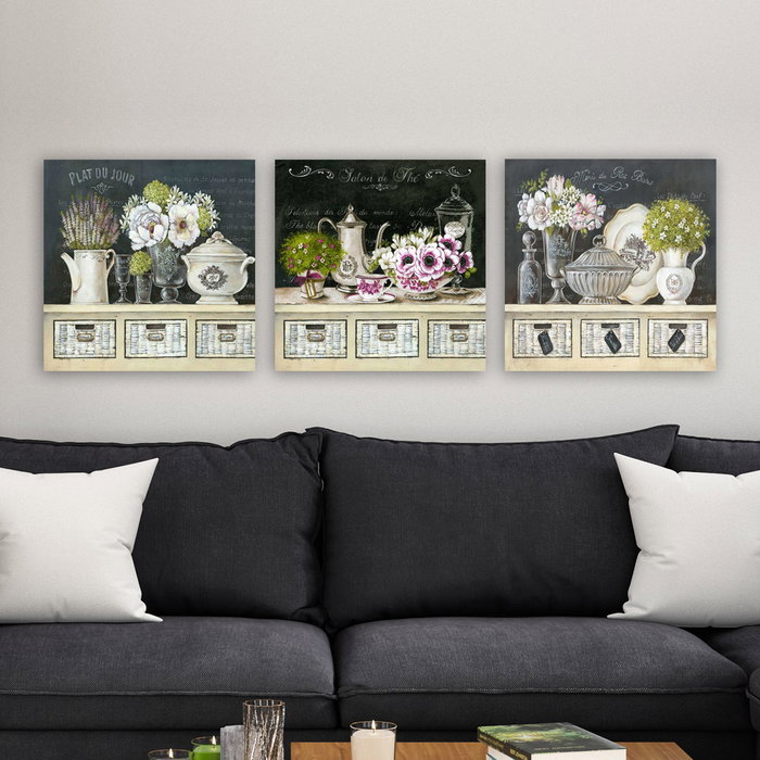 Wallity Conjunto de 3 Pinturas Decorativas en Lienzo Multicolor